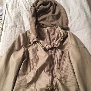 Free People Vegan Leather Hooded Jacket